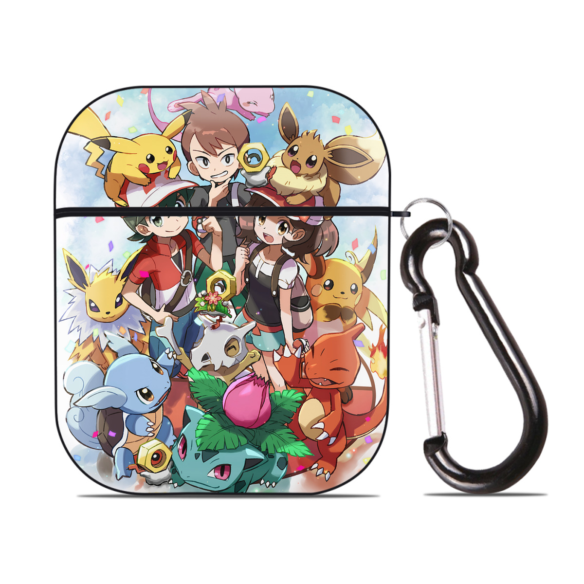 （画像用） ポケットモンスター Pokémon AirPods 第2世代保護ケース ハードシェル ブラック 耐衝撃・防指紋・カラビナ付き