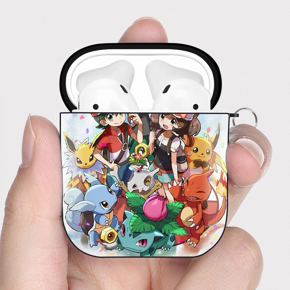 （画像用） ポケットモンスター Pokémon AirPods 第2世代保護ケース ハードシェル ブラック 耐衝撃・防指紋・カラビナ付き