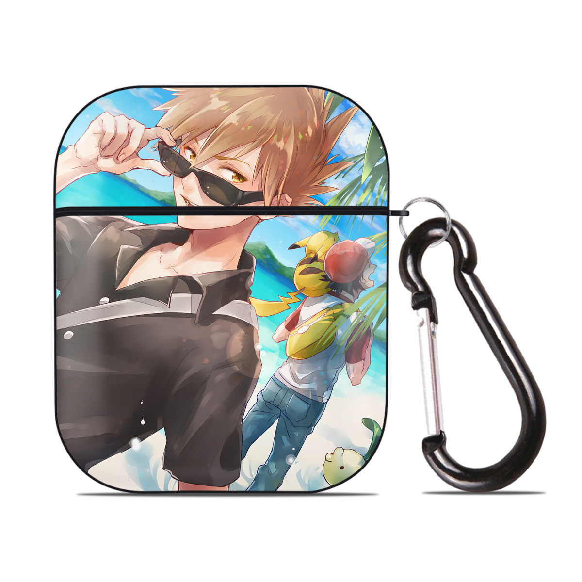 （画像用） ポケットモンスター Pokémon AirPods 第2世代保護ケース ハードシェル ブラック 耐衝撃・防指紋・カラビナ付き