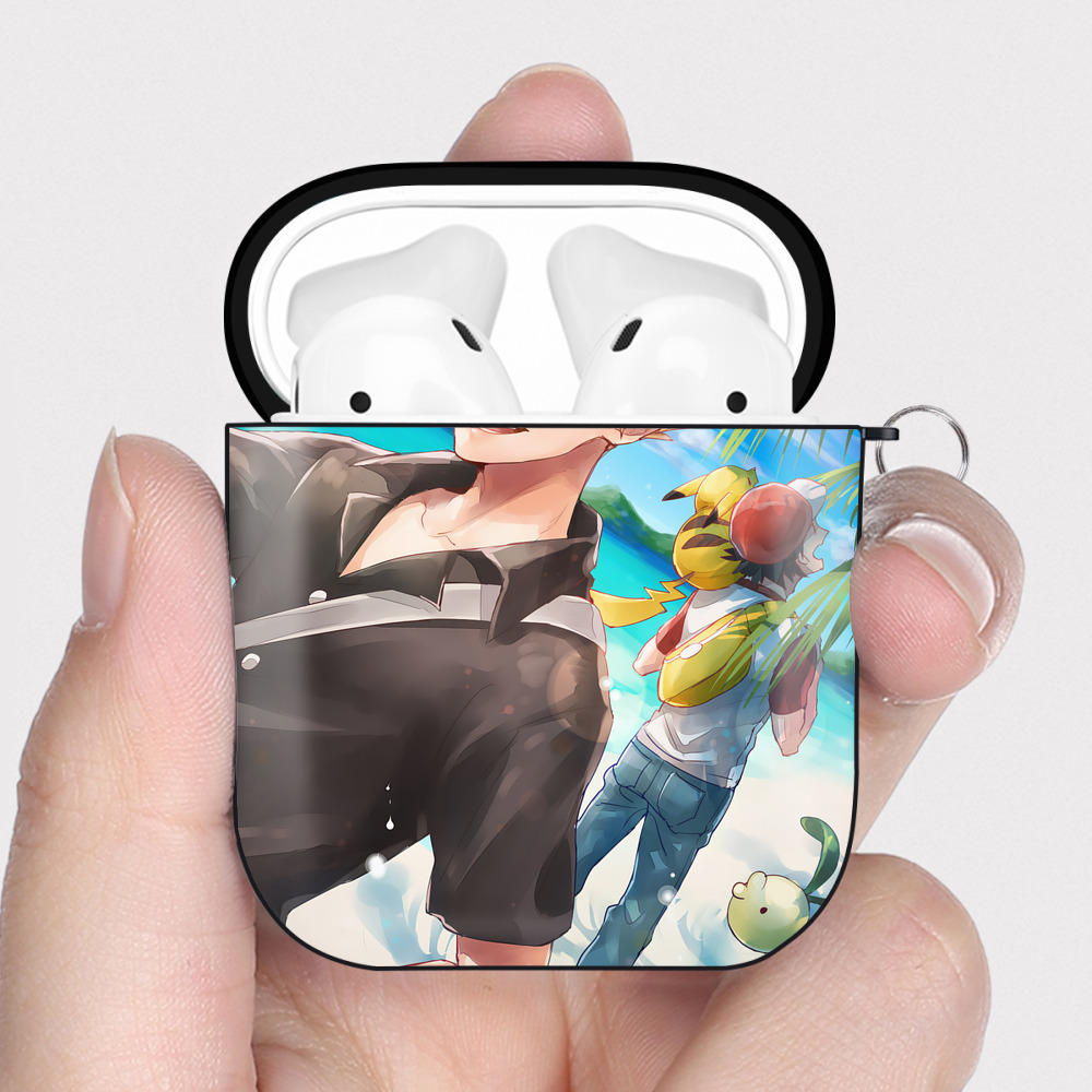 （画像用） ポケットモンスター Pokémon AirPods 第2世代保護ケース ハードシェル ブラック 耐衝撃・防指紋・カラビナ付き