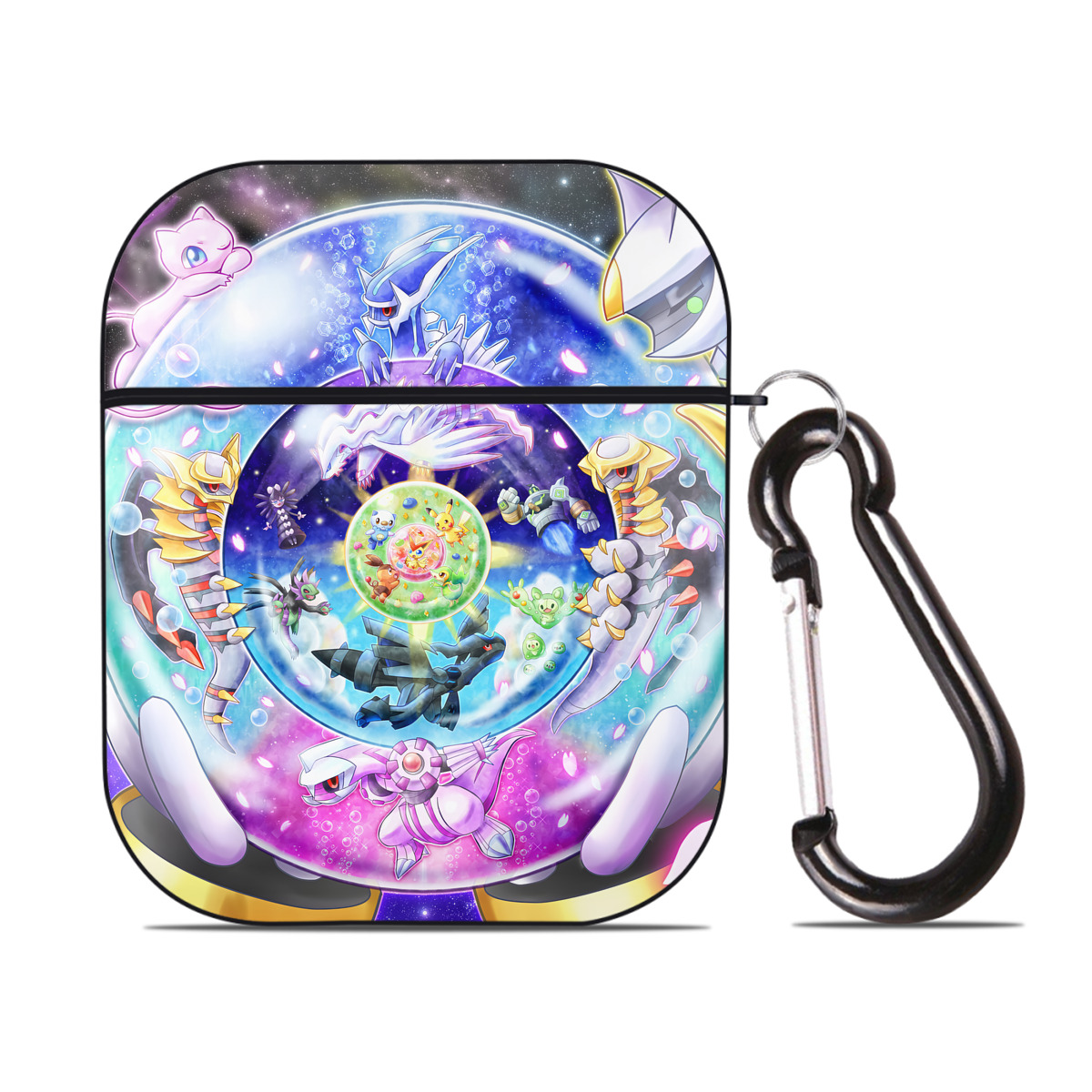 （画像用） ポケットモンスター Pokémon AirPods 第2世代保護ケース ハードシェル ブラック 耐衝撃・防指紋・カラビナ付き