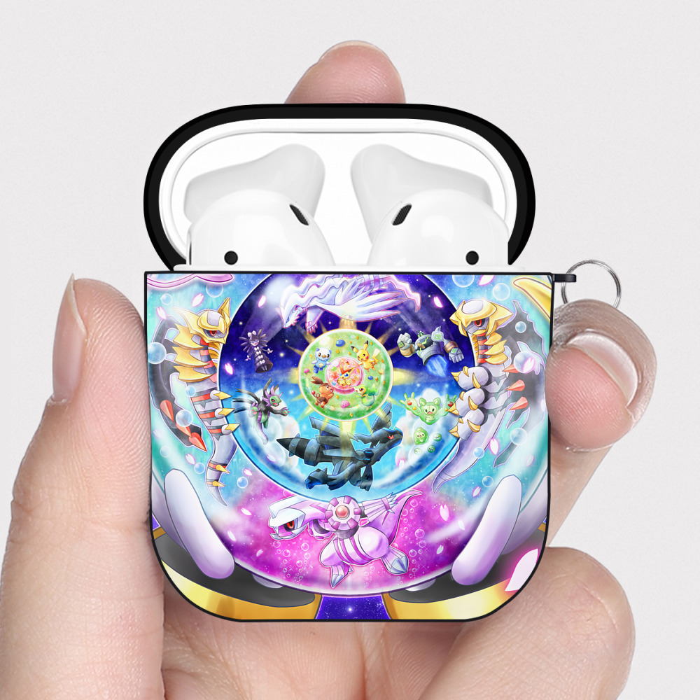 （画像用） ポケットモンスター Pokémon AirPods 第2世代保護ケース ハードシェル ブラック 耐衝撃・防指紋・カラビナ付き