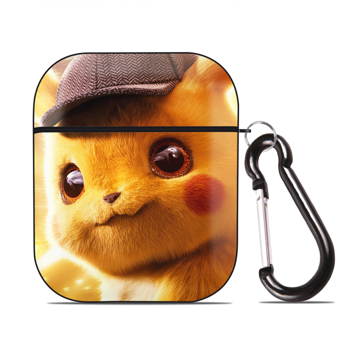 （画像用） ポケットモンスター Pokémon AirPods 第2世代保護ケース ハードシェル ブラック 耐衝撃・防指紋・カラビナ付き