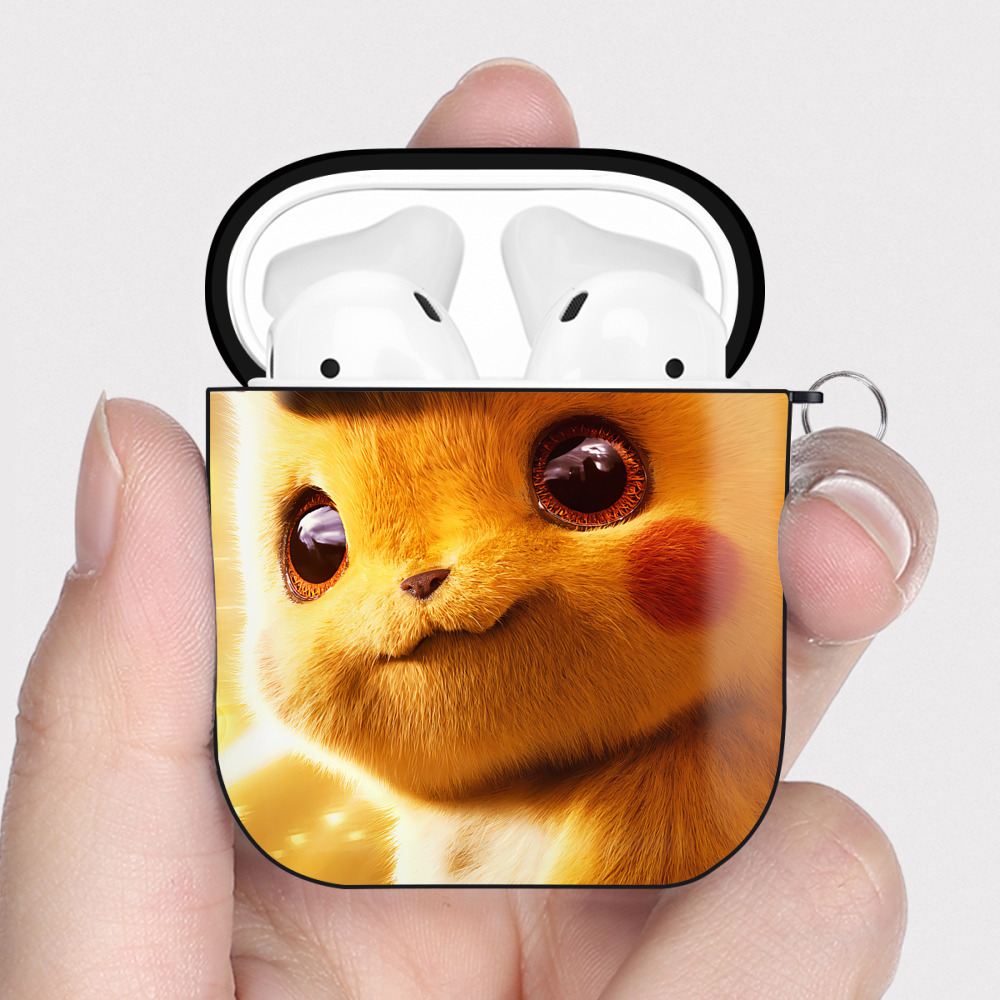 （画像用） ポケットモンスター Pokémon AirPods 第2世代保護ケース ハードシェル ブラック 耐衝撃・防指紋・カラビナ付き