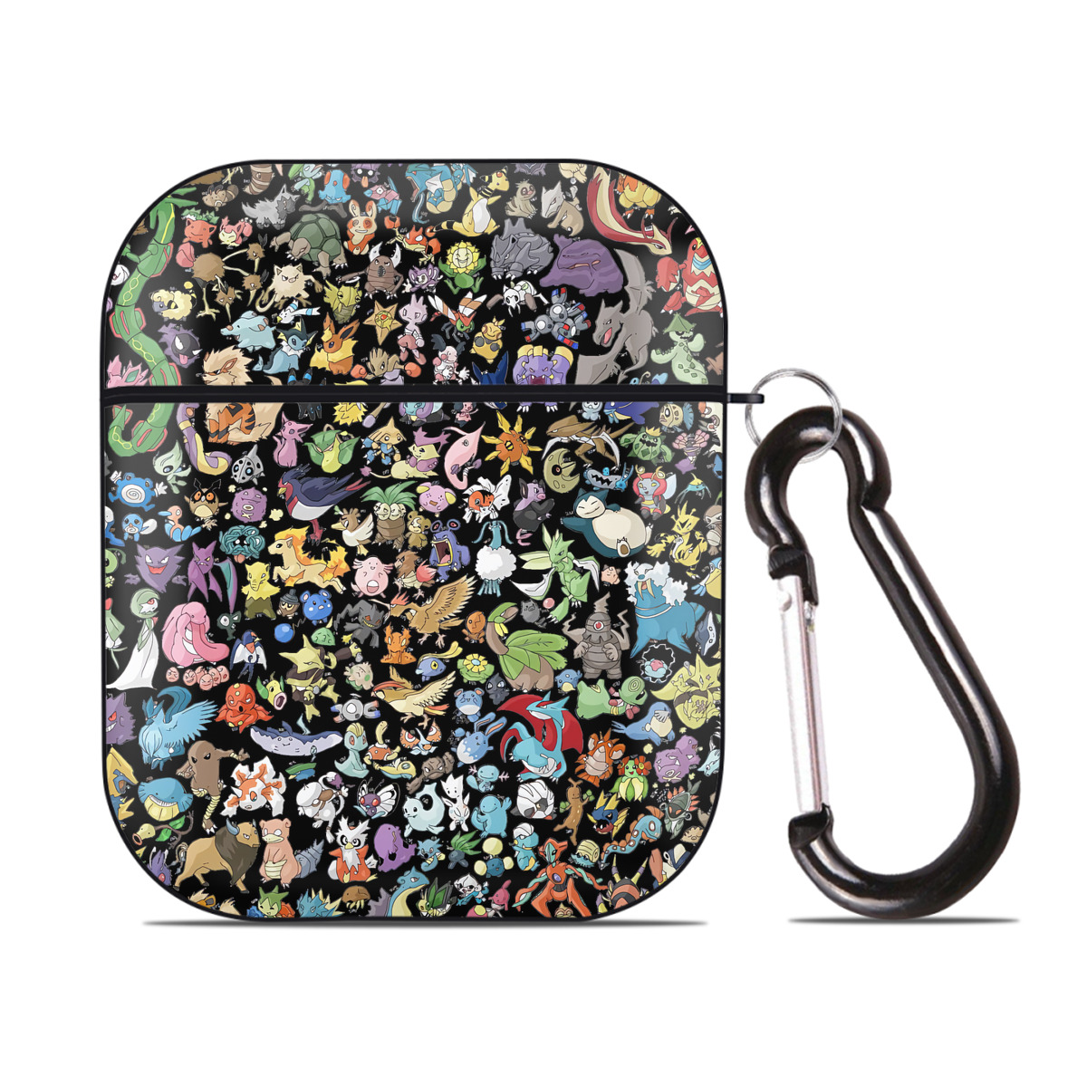 （画像用） ポケットモンスター Pokémon AirPods 第2世代保護ケース ハードシェル ブラック 耐衝撃・防指紋・カラビナ付き