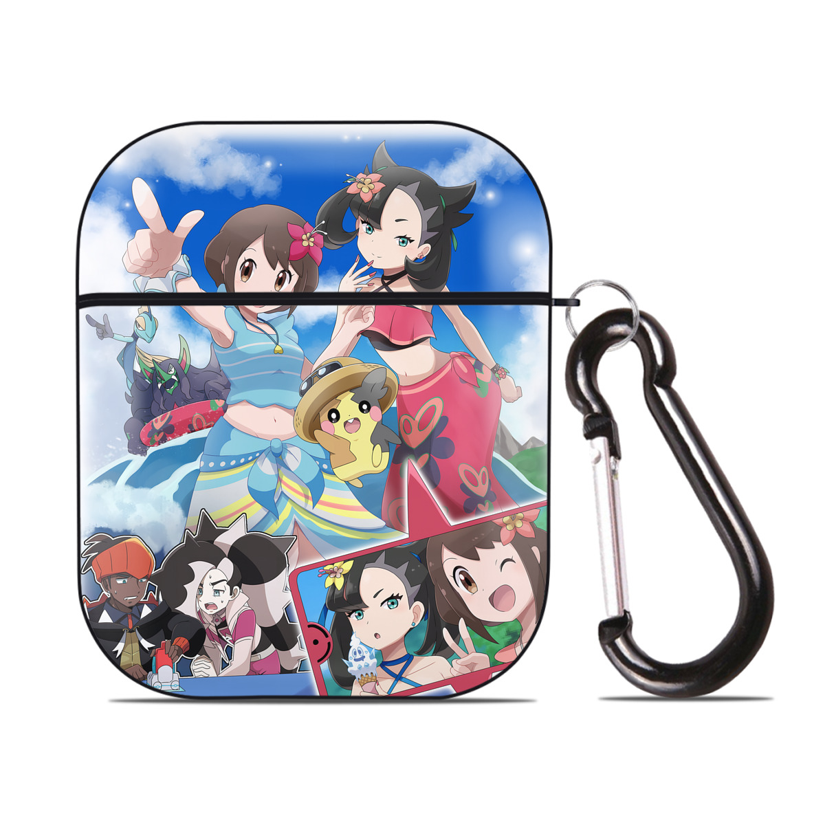 （画像用） ポケットモンスター Pokémon AirPods 第2世代保護ケース ハードシェル ブラック 耐衝撃・防指紋・カラビナ付き