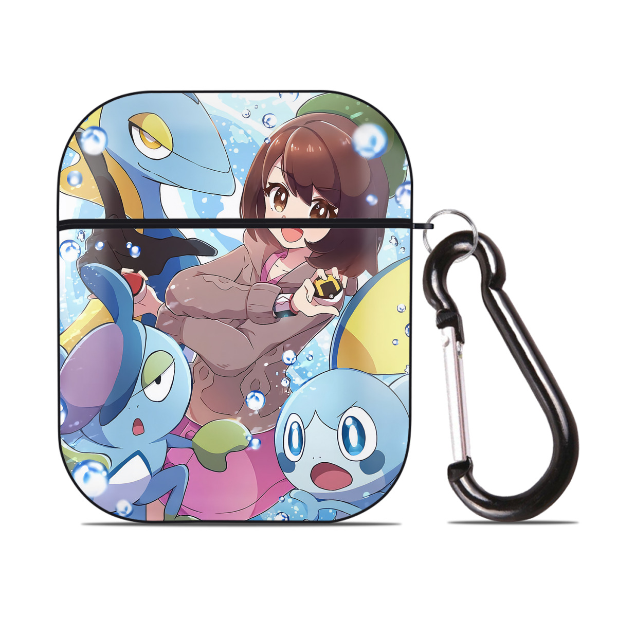 （画像用） ポケットモンスター Pokémon AirPods 第2世代保護ケース ハードシェル ブラック 耐衝撃・防指紋・カラビナ付き