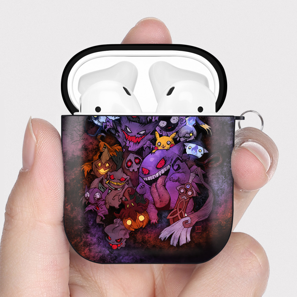 （画像用） ポケットモンスター Pokémon AirPods 第2世代保護ケース ハードシェル ブラック 耐衝撃・防指紋・カラビナ付き