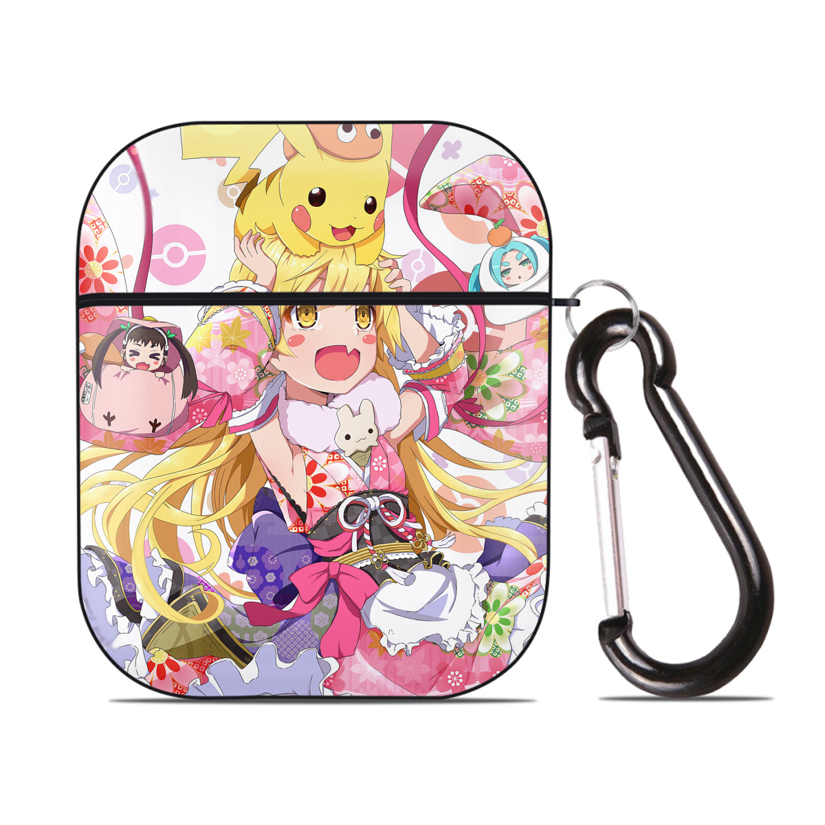 （画像用） ポケットモンスター Pokémon AirPods 第2世代保護ケース ハードシェル ブラック 耐衝撃・防指紋・カラビナ付き