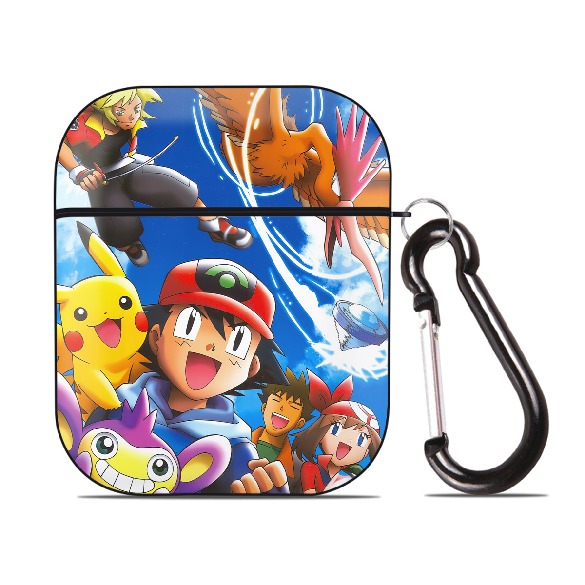 （画像用） ポケットモンスター Pokémon AirPods 第2世代保護ケース ハードシェル ブラック 耐衝撃・防指紋・カラビナ付き