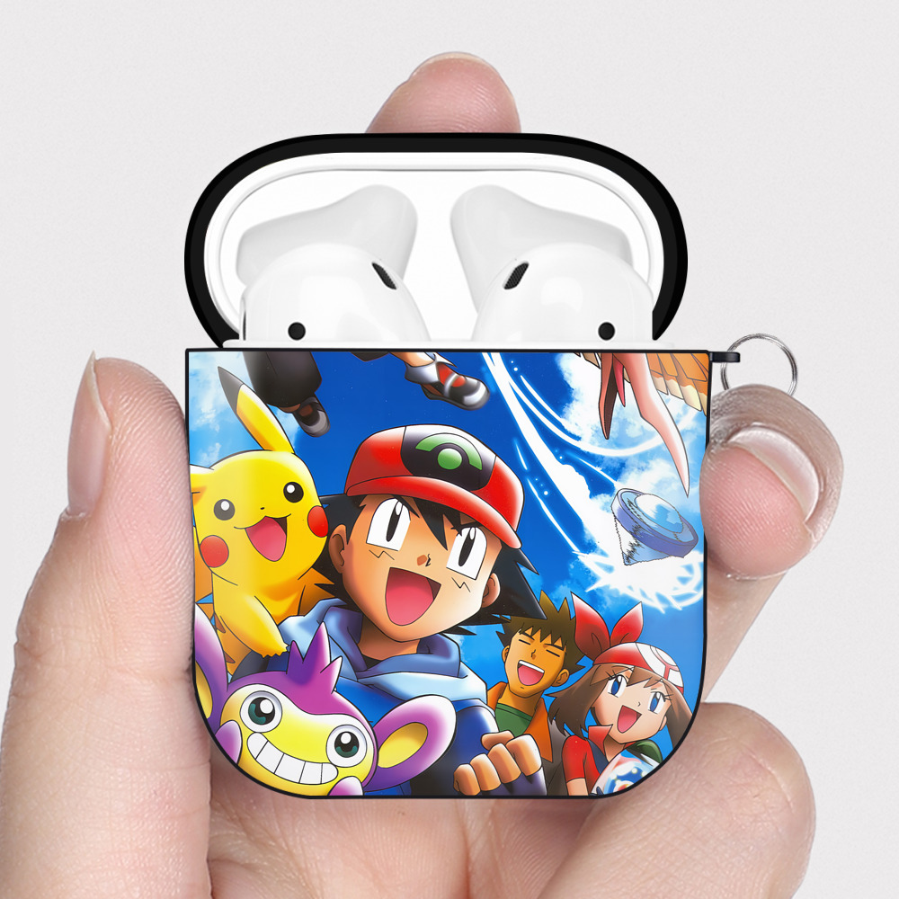 （画像用） ポケットモンスター Pokémon AirPods 第2世代保護ケース ハードシェル ブラック 耐衝撃・防指紋・カラビナ付き