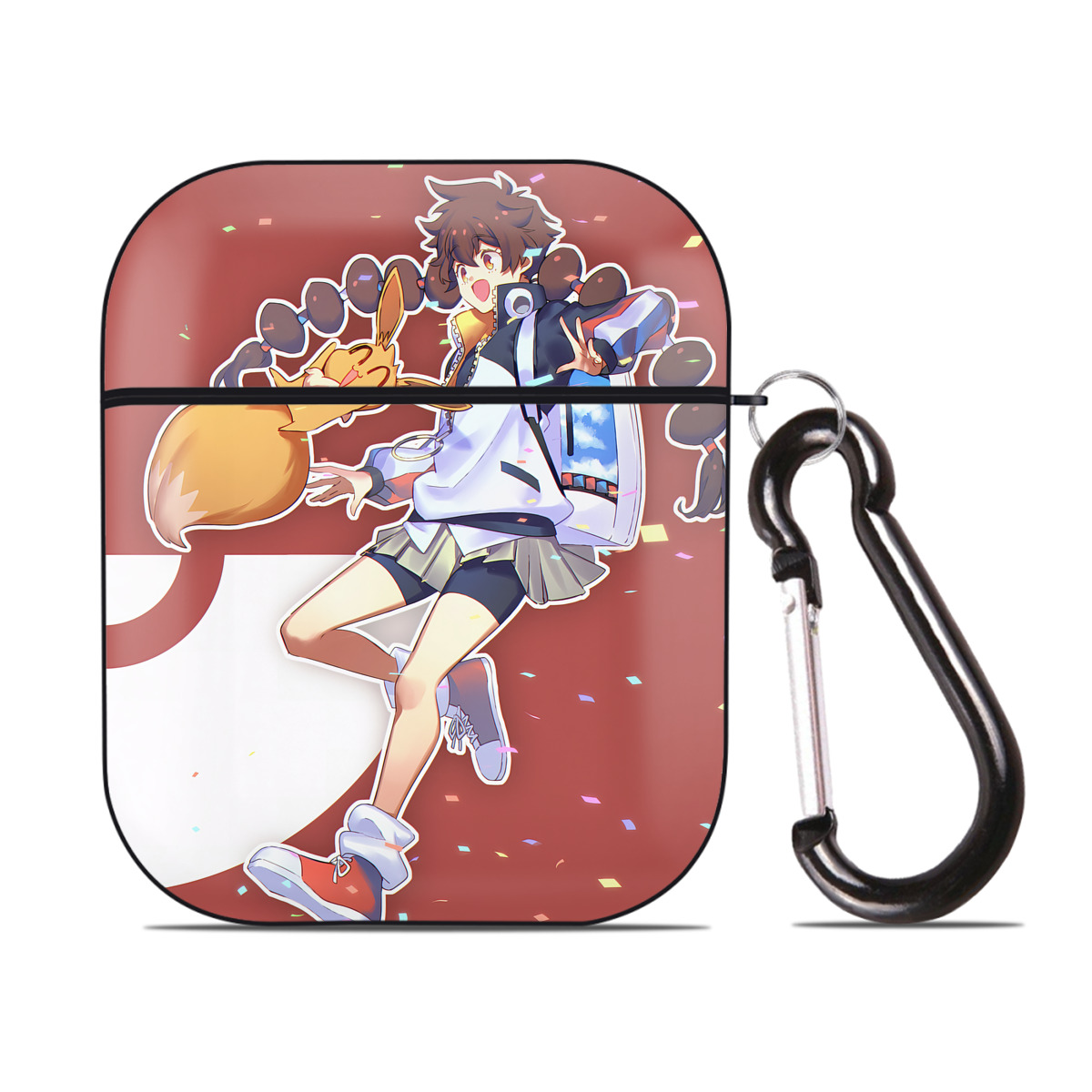 （画像用） ポケットモンスター Pokémon AirPods 第2世代保護ケース ハードシェル ブラック 耐衝撃・防指紋・カラビナ付き