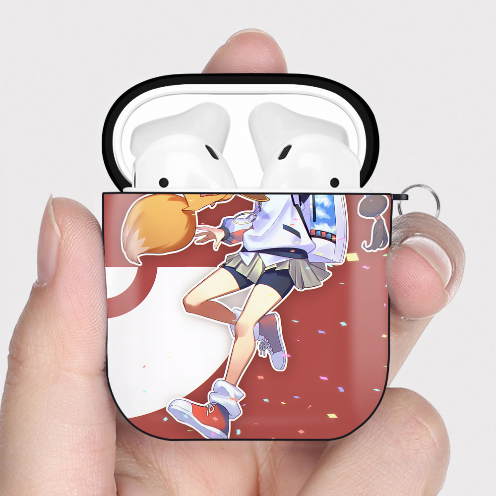 （画像用） ポケットモンスター Pokémon AirPods 第2世代保護ケース ハードシェル ブラック 耐衝撃・防指紋・カラビナ付き