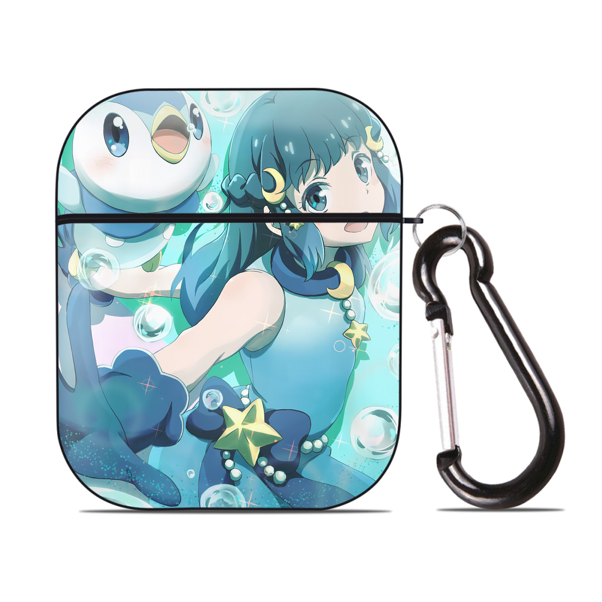 （画像用） ポケットモンスター Pokémon AirPods 第2世代保護ケース ハードシェル ブラック 耐衝撃・防指紋・カラビナ付き