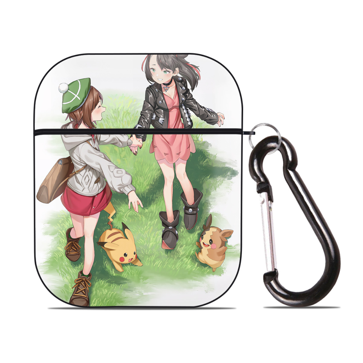（画像用） ポケットモンスター Pokémon AirPods 第2世代保護ケース ハードシェル ブラック 耐衝撃・防指紋・カラビナ付き