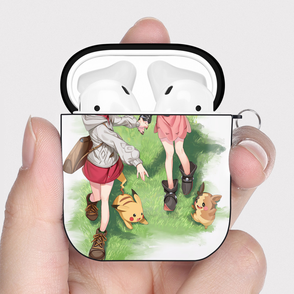 （画像用） ポケットモンスター Pokémon AirPods 第2世代保護ケース ハードシェル ブラック 耐衝撃・防指紋・カラビナ付き