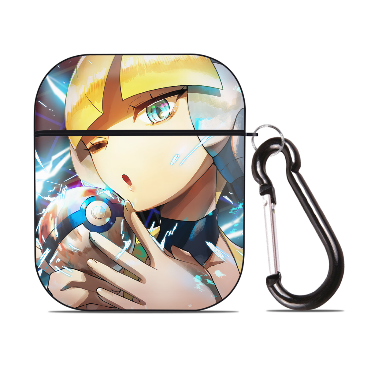 （画像用） ポケットモンスター Pokémon AirPods 第2世代保護ケース ハードシェル ブラック 耐衝撃・防指紋・カラビナ付き