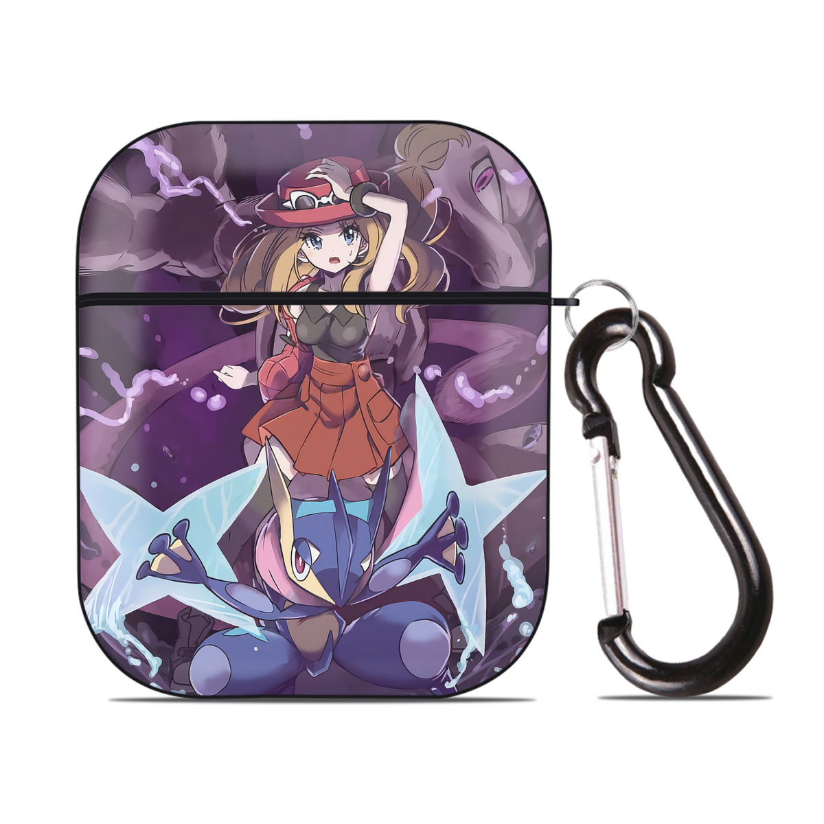 （画像用） ポケットモンスター Pokémon AirPods 第2世代保護ケース ハードシェル ブラック 耐衝撃・防指紋・カラビナ付き
