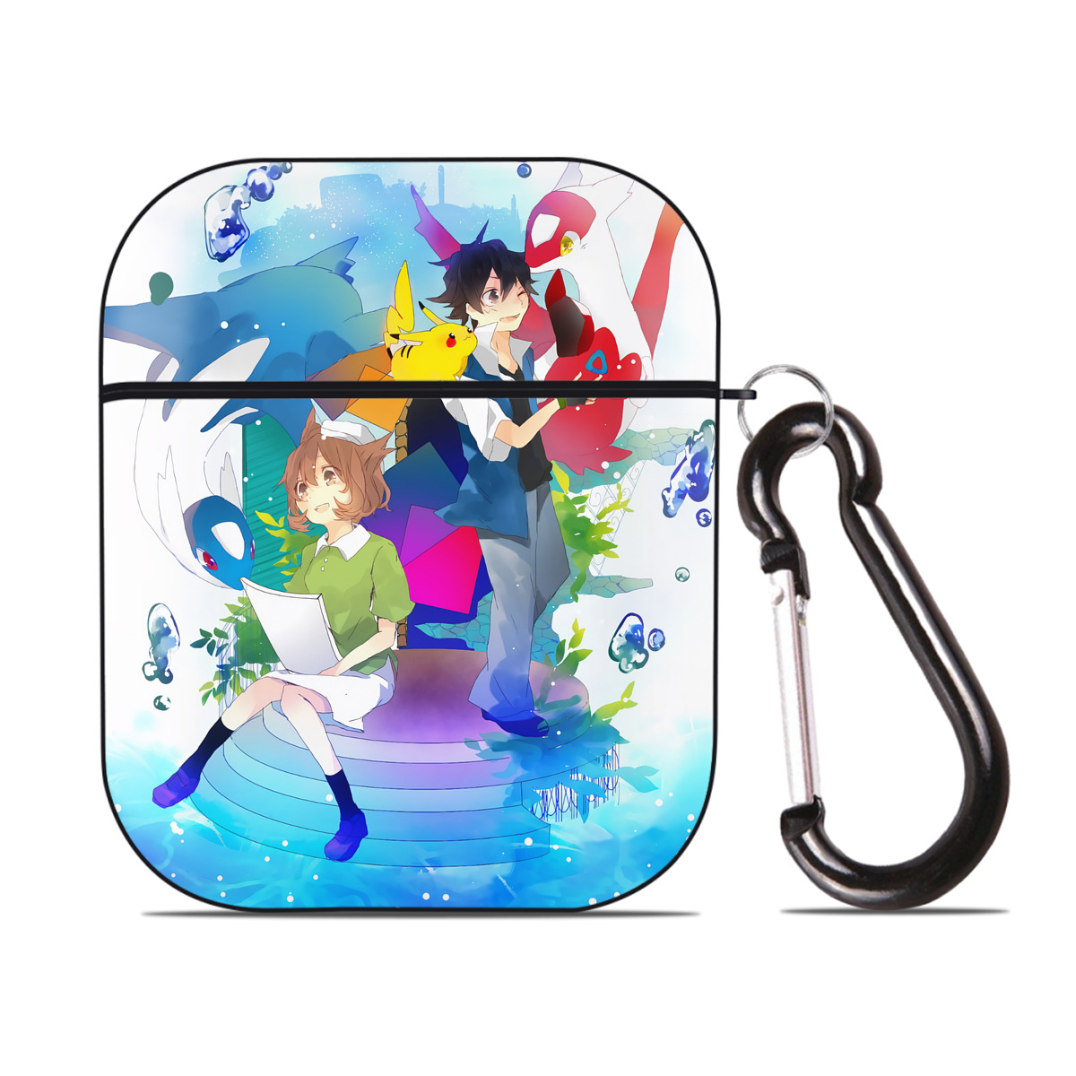 （画像用） ポケットモンスター Pokémon AirPods 第2世代保護ケース ハードシェル ブラック 耐衝撃・防指紋・カラビナ付き