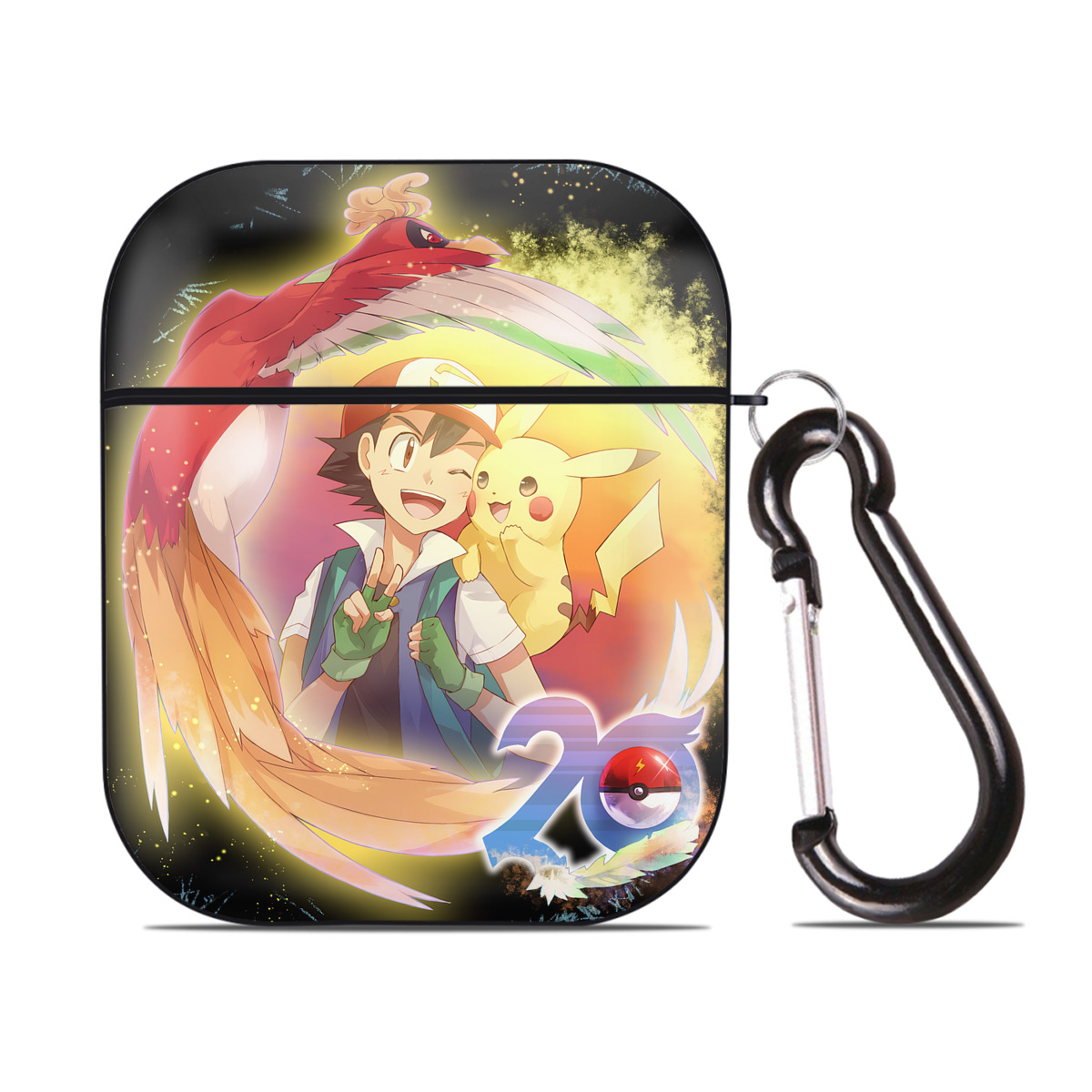 （画像用） ポケットモンスター Pokémon AirPods 第2世代保護ケース ハードシェル ブラック 耐衝撃・防指紋・カラビナ付き