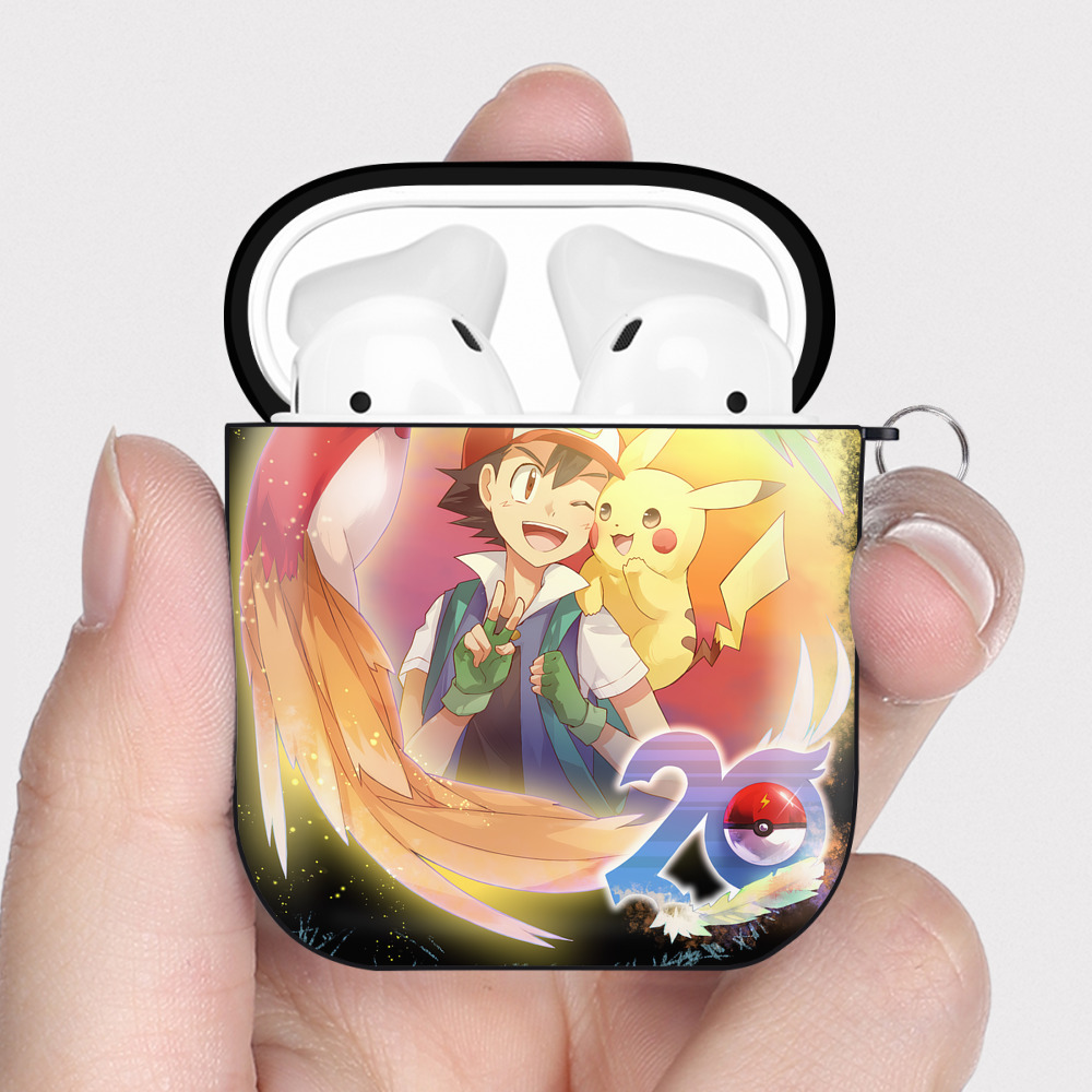 （画像用） ポケットモンスター Pokémon AirPods 第2世代保護ケース ハードシェル ブラック 耐衝撃・防指紋・カラビナ付き