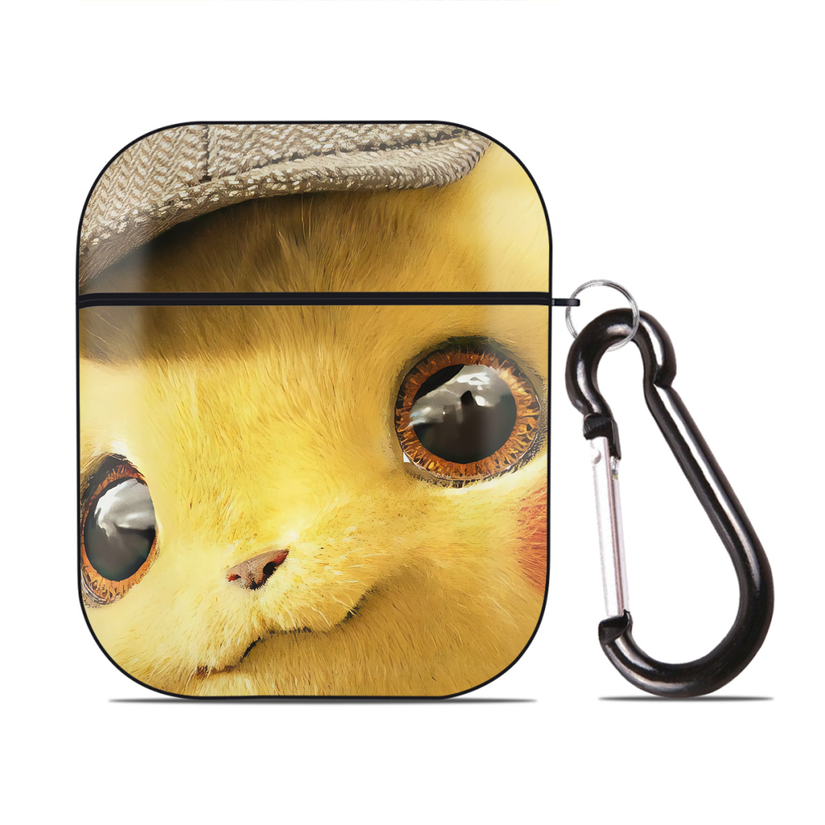 （画像用） ポケットモンスター Pokémon AirPods 第2世代保護ケース ハードシェル ブラック 耐衝撃・防指紋・カラビナ付き