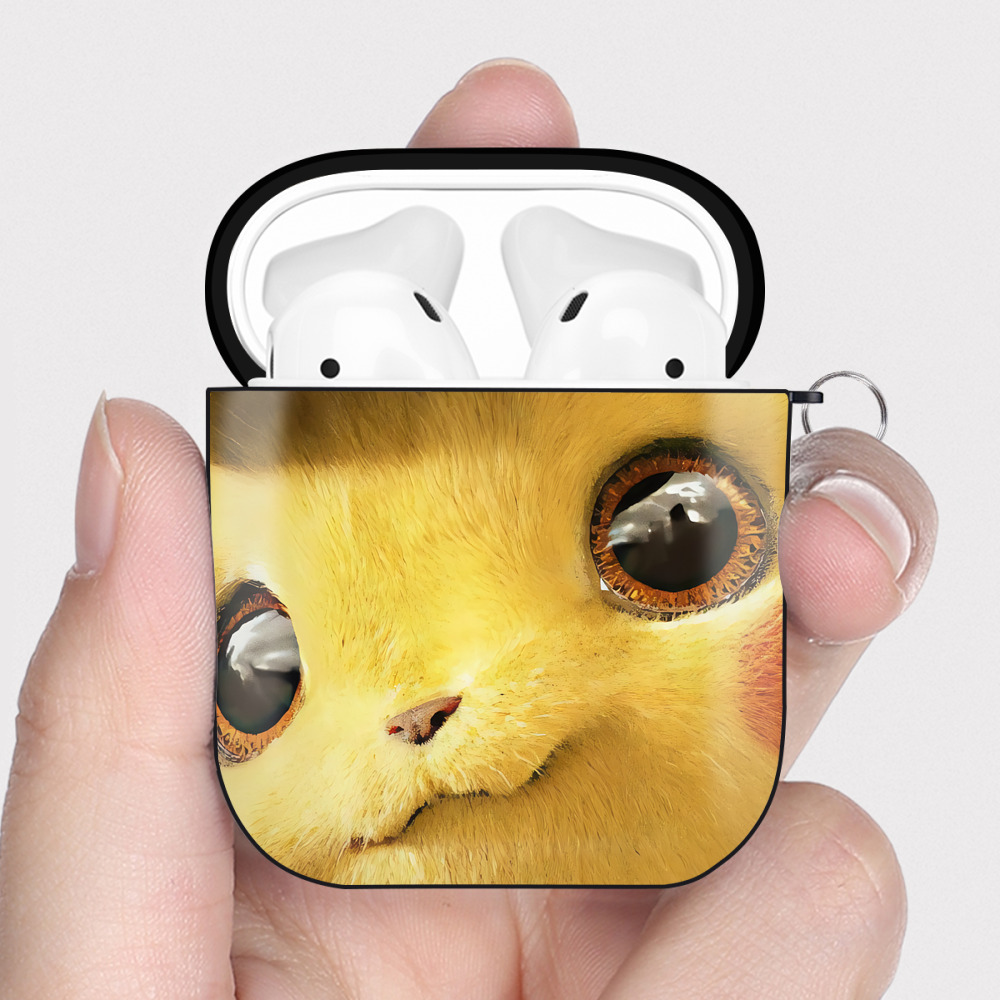 （画像用） ポケットモンスター Pokémon AirPods 第2世代保護ケース ハードシェル ブラック 耐衝撃・防指紋・カラビナ付き