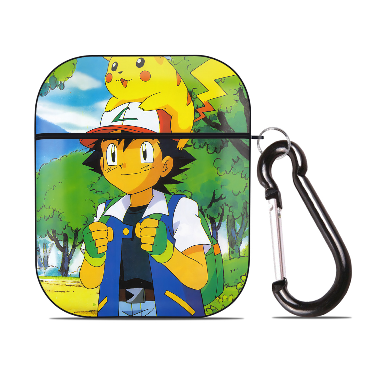 （画像用） ポケットモンスター Pokémon AirPods 第2世代保護ケース ハードシェル ブラック 耐衝撃・防指紋・カラビナ付き