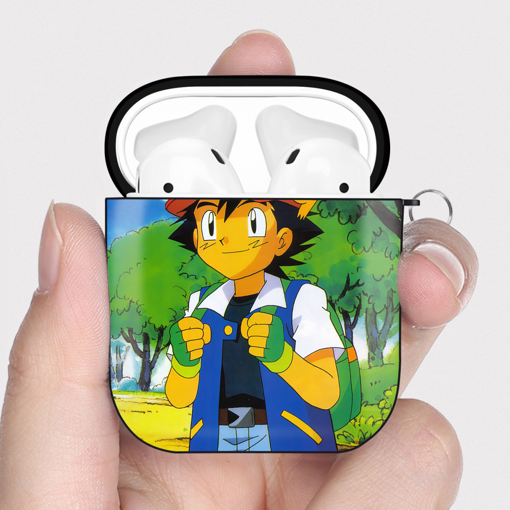 （画像用） ポケットモンスター Pokémon AirPods 第2世代保護ケース ハードシェル ブラック 耐衝撃・防指紋・カラビナ付き