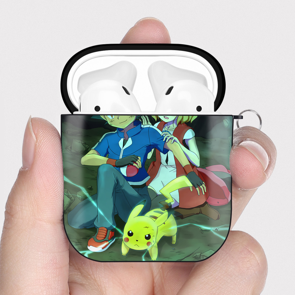 （画像用） ポケットモンスター Pokémon AirPods 第2世代保護ケース ハードシェル ブラック 耐衝撃・防指紋・カラビナ付き