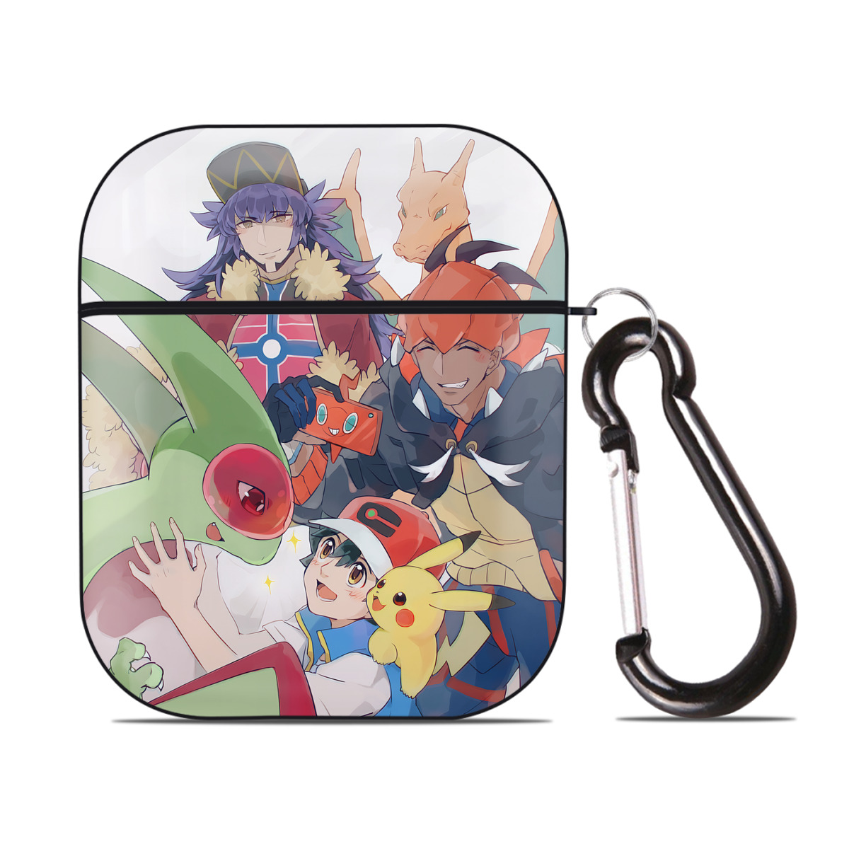 （画像用） ポケットモンスター Pokémon AirPods 第2世代保護ケース ハードシェル ブラック 耐衝撃・防指紋・カラビナ付き