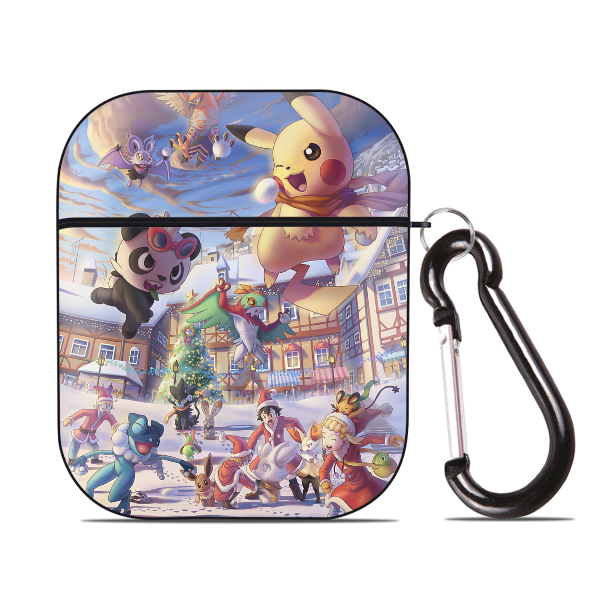 （画像用） ポケットモンスター Pokémon AirPods 第2世代保護ケース ハードシェル ブラック 耐衝撃・防指紋・カラビナ付き