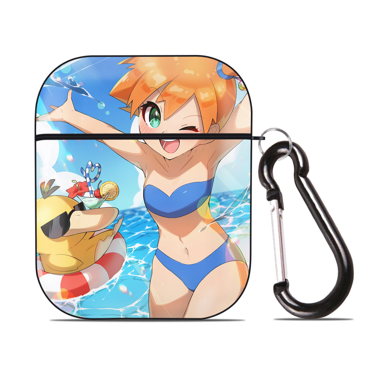 （画像用） ポケットモンスター Pokémon AirPods 第2世代保護ケース ハードシェル ブラック 耐衝撃・防指紋・カラビナ付き