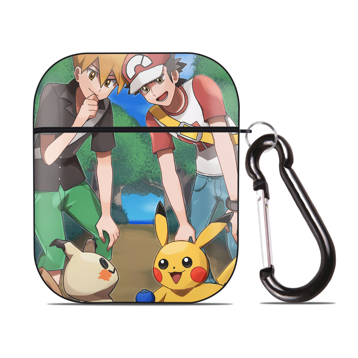 （画像用） ポケットモンスター Pokémon AirPods 第2世代保護ケース ハードシェル ブラック 耐衝撃・防指紋・カラビナ付き