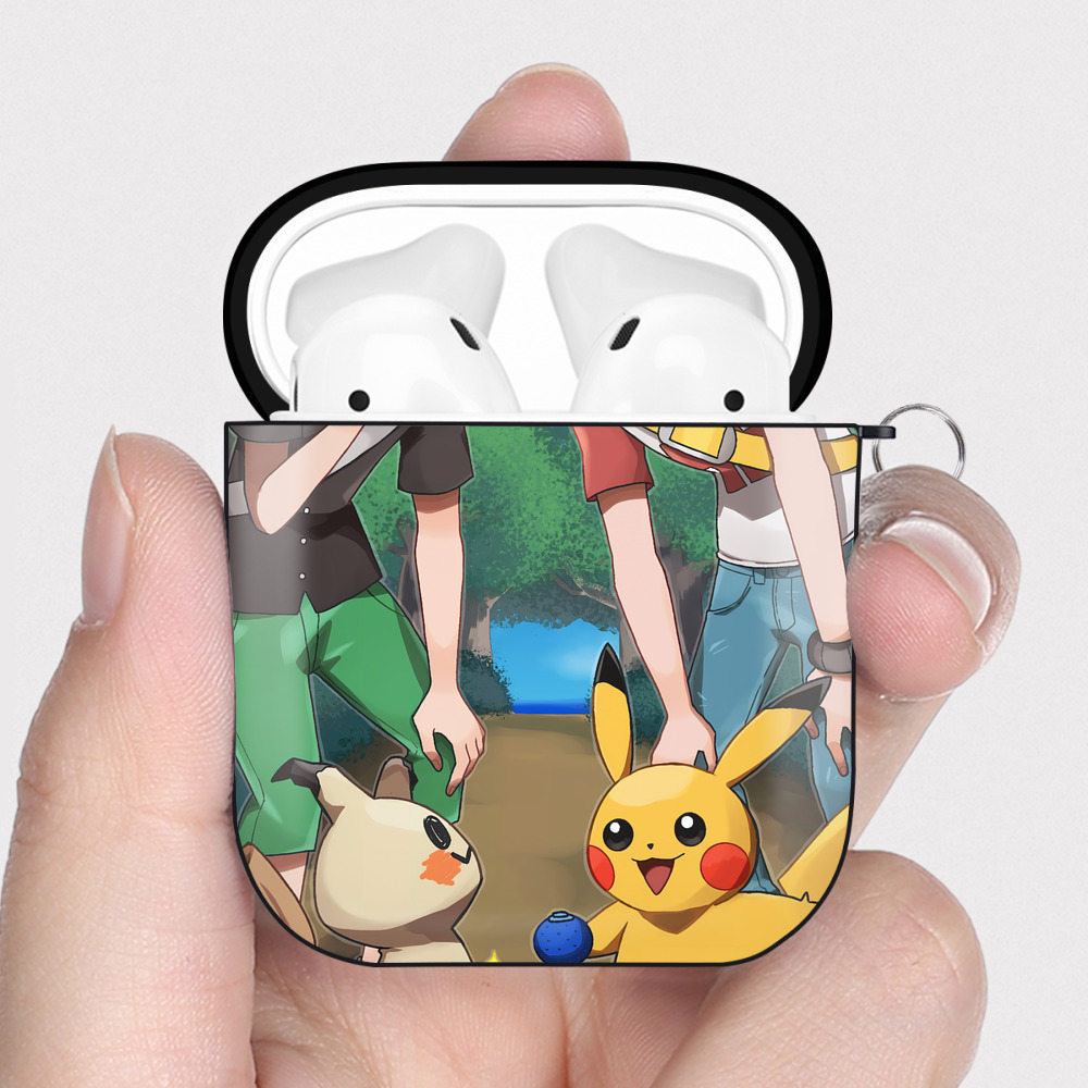 （画像用） ポケットモンスター Pokémon AirPods 第2世代保護ケース ハードシェル ブラック 耐衝撃・防指紋・カラビナ付き