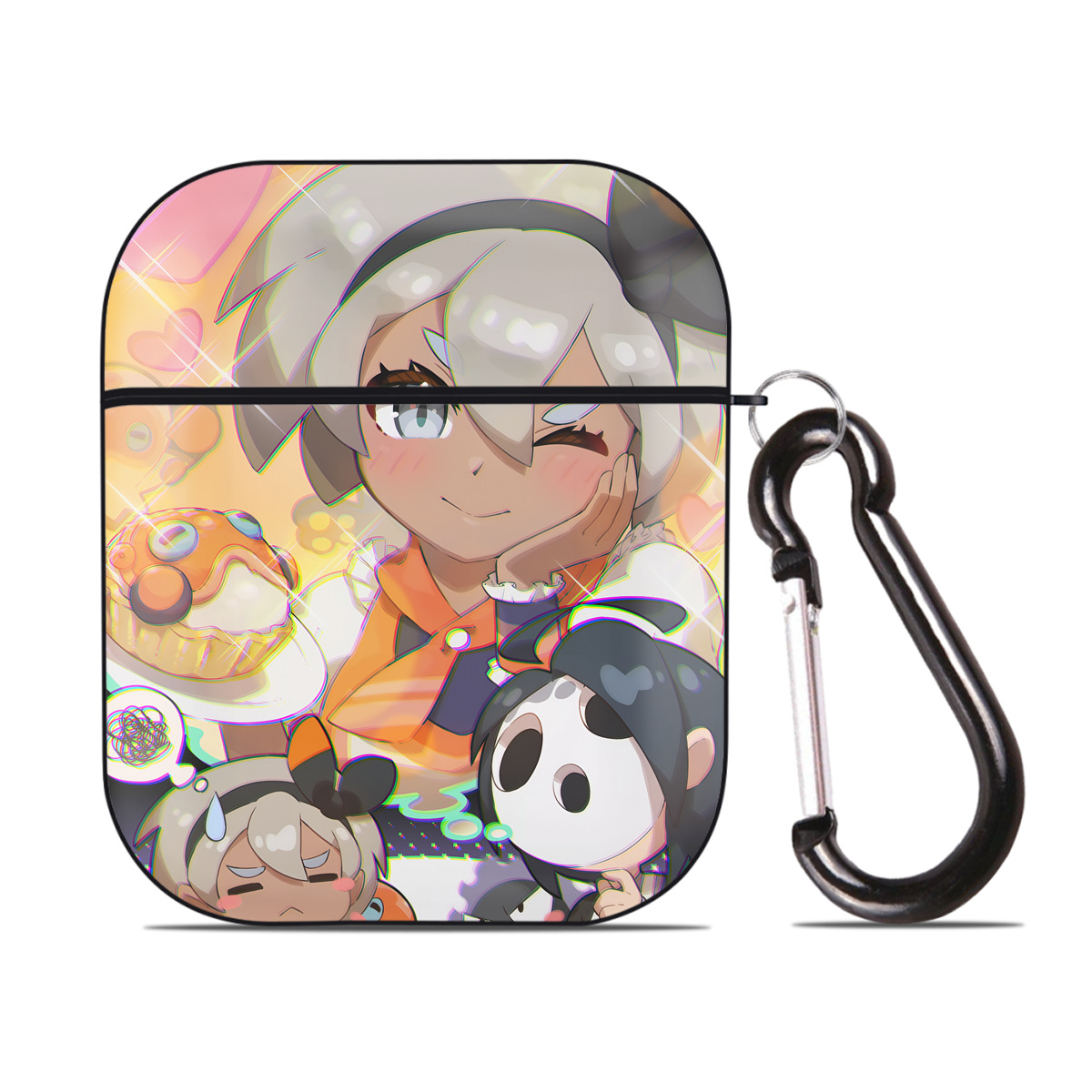 （画像用） ポケットモンスター Pokémon AirPods 第2世代保護ケース ハードシェル ブラック 耐衝撃・防指紋・カラビナ付き