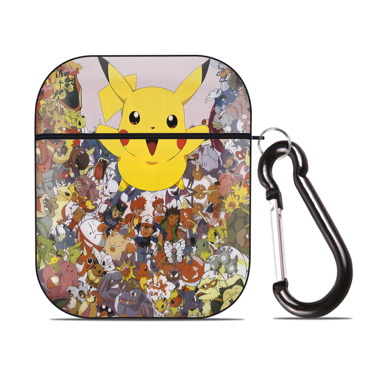 （画像用） ポケットモンスター Pokémon AirPods 第2世代保護ケース ハードシェル ブラック 耐衝撃・防指紋・カラビナ付き