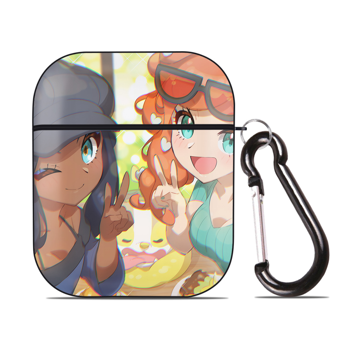 （画像用） ポケットモンスター Pokémon AirPods 第2世代保護ケース ハードシェル ブラック 耐衝撃・防指紋・カラビナ付き