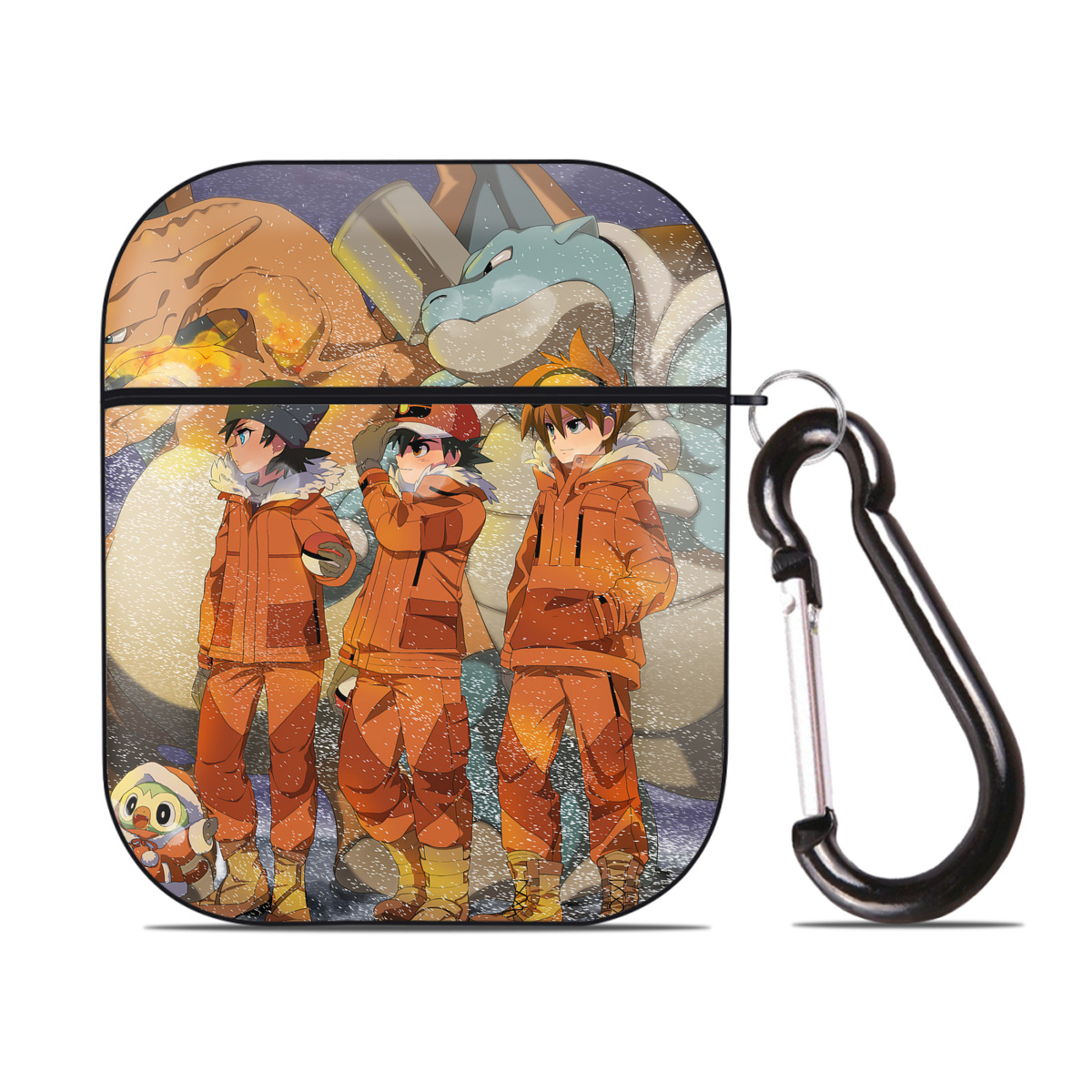 （画像用） ポケットモンスター Pokémon AirPods 第2世代保護ケース ハードシェル ブラック 耐衝撃・防指紋・カラビナ付き
