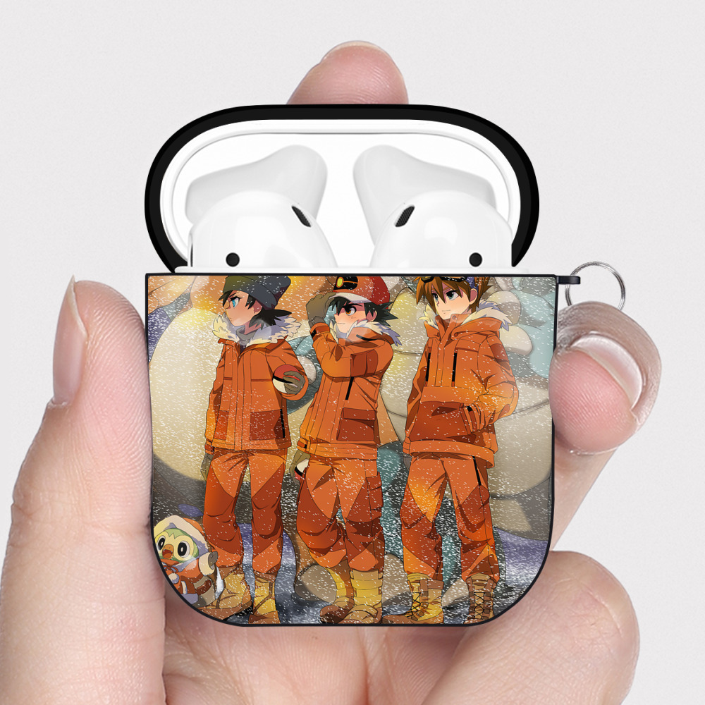 （画像用） ポケットモンスター Pokémon AirPods 第2世代保護ケース ハードシェル ブラック 耐衝撃・防指紋・カラビナ付き