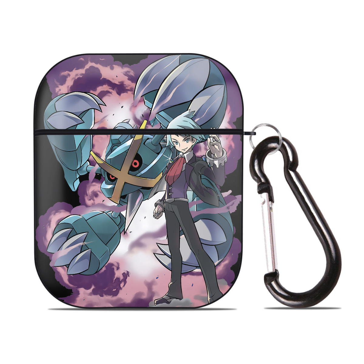 （画像用） ポケットモンスター Pokémon AirPods 第2世代保護ケース ハードシェル ブラック 耐衝撃・防指紋・カラビナ付き