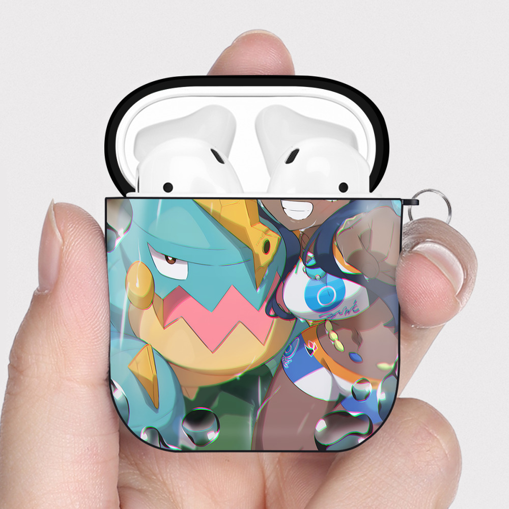（画像用） ポケットモンスター Pokémon AirPods 第2世代保護ケース ハードシェル ブラック 耐衝撃・防指紋・カラビナ付き