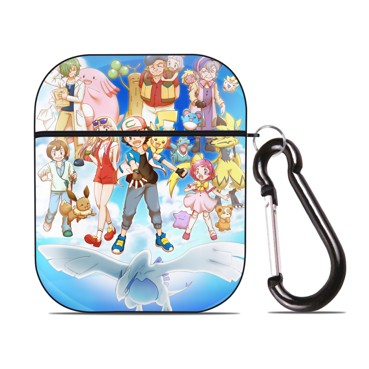 （画像用） ポケットモンスター Pokémon AirPods 第2世代保護ケース ハードシェル ブラック 耐衝撃・防指紋・カラビナ付き
