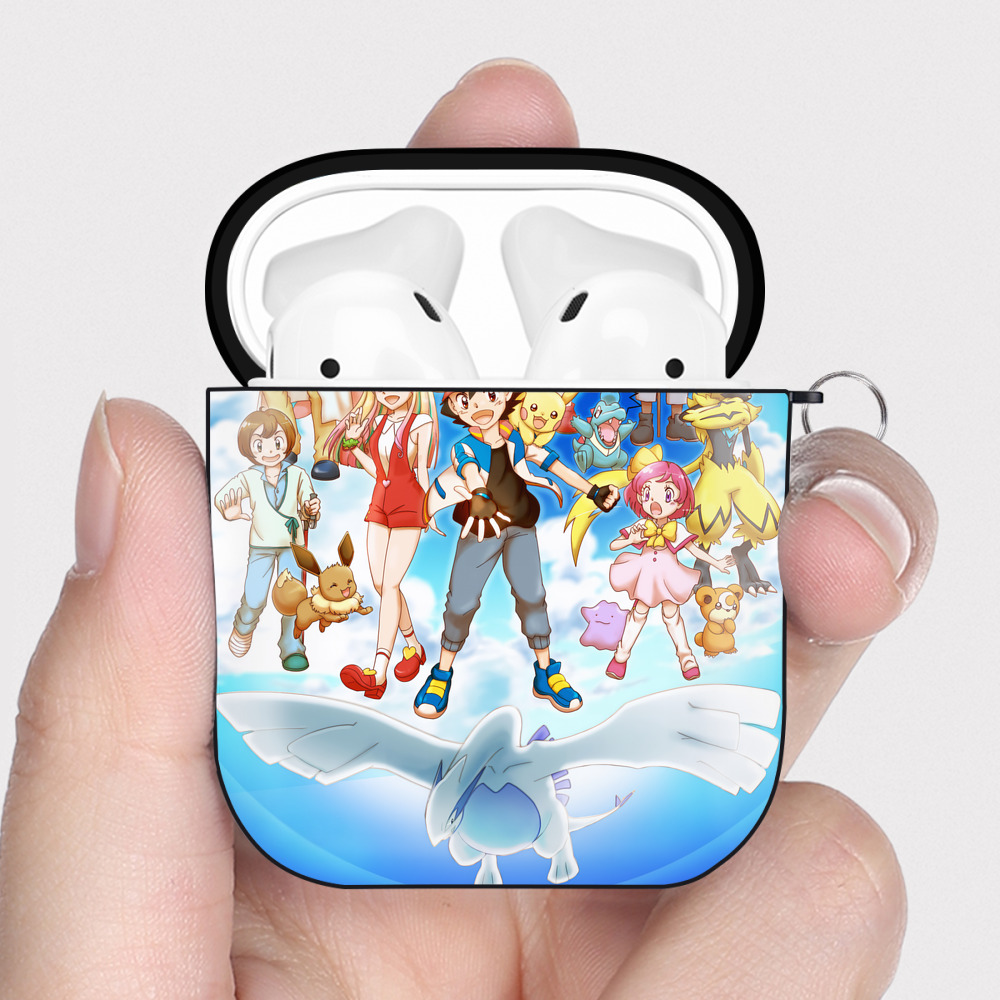 （画像用） ポケットモンスター Pokémon AirPods 第2世代保護ケース ハードシェル ブラック 耐衝撃・防指紋・カラビナ付き