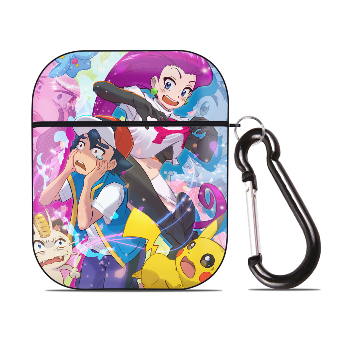 （画像用） ポケットモンスター Pokémon AirPods 第2世代保護ケース ハードシェル ブラック 耐衝撃・防指紋・カラビナ付き