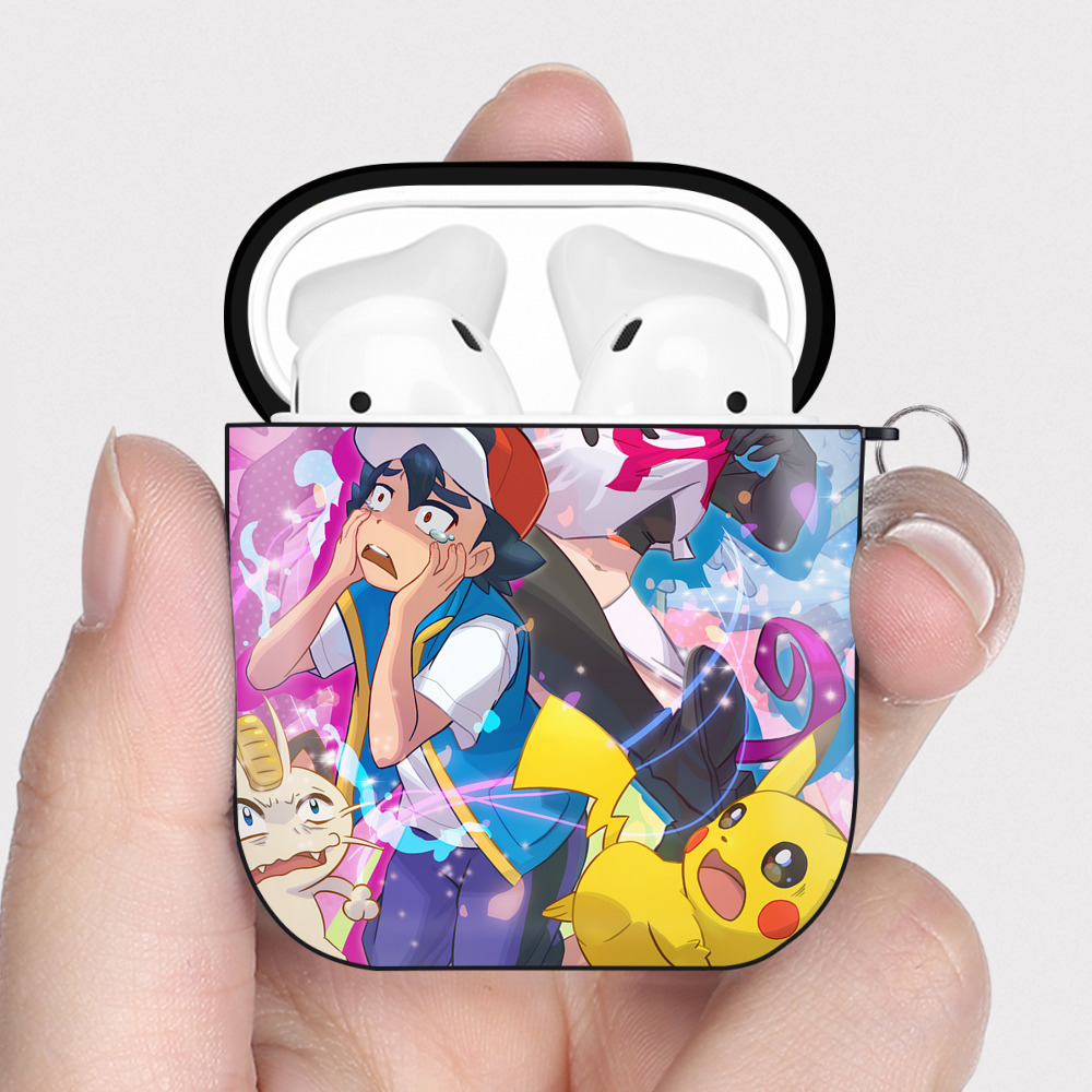 （画像用） ポケットモンスター Pokémon AirPods 第2世代保護ケース ハードシェル ブラック 耐衝撃・防指紋・カラビナ付き