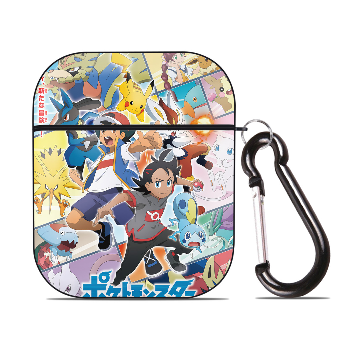 （画像用） ポケットモンスター Pokémon AirPods 第2世代保護ケース ハードシェル ブラック 耐衝撃・防指紋・カラビナ付き