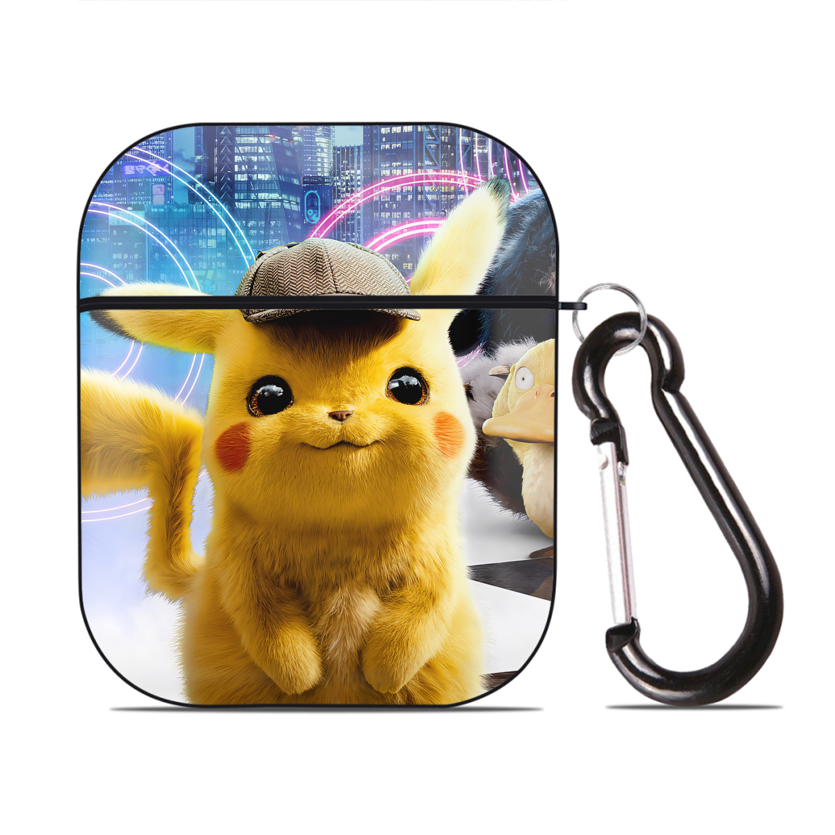 （画像用） ポケットモンスター Pokémon AirPods 第2世代保護ケース ハードシェル ブラック 耐衝撃・防指紋・カラビナ付き
