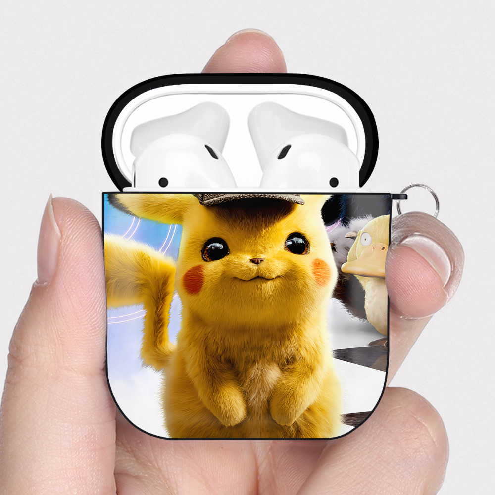 （画像用） ポケットモンスター Pokémon AirPods 第2世代保護ケース ハードシェル ブラック 耐衝撃・防指紋・カラビナ付き