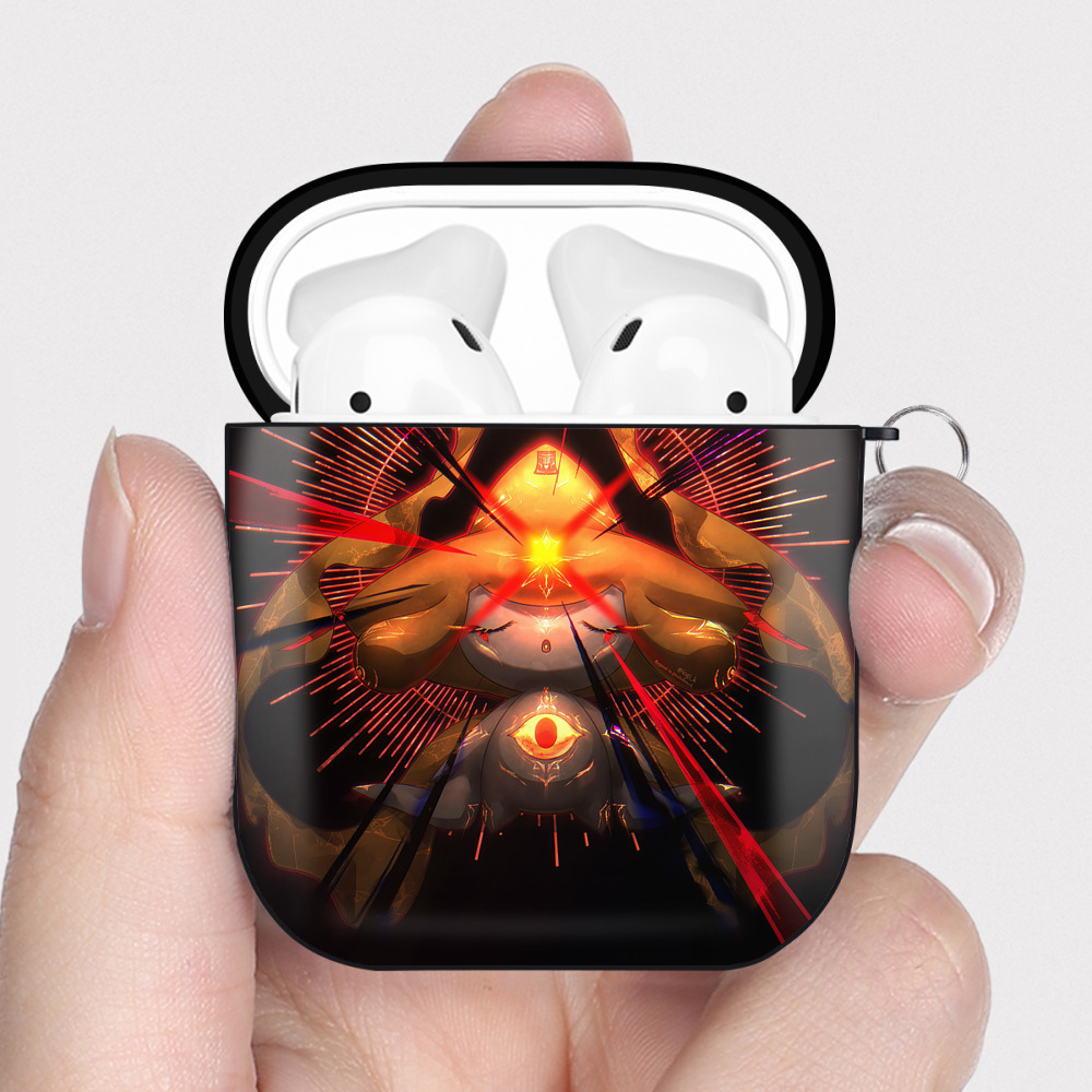 （画像用） ポケットモンスター Pokémon AirPods 第2世代保護ケース ハードシェル ブラック 耐衝撃・防指紋・カラビナ付き
